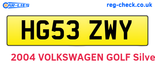 HG53ZWY are the vehicle registration plates.