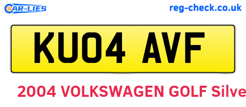 KU04AVF are the vehicle registration plates.