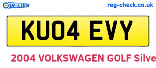 KU04EVY are the vehicle registration plates.