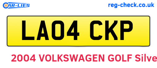 LA04CKP are the vehicle registration plates.