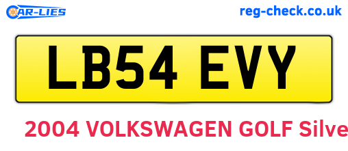 LB54EVY are the vehicle registration plates.