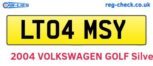 LT04MSY are the vehicle registration plates.