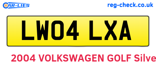 LW04LXA are the vehicle registration plates.
