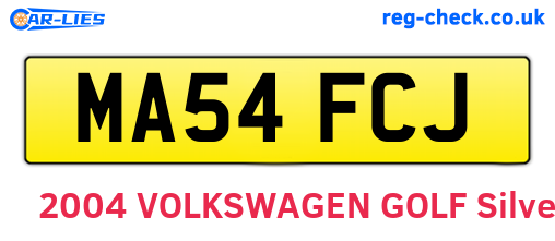 MA54FCJ are the vehicle registration plates.
