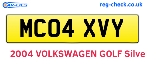 MC04XVY are the vehicle registration plates.