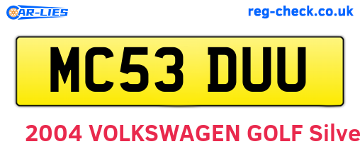 MC53DUU are the vehicle registration plates.