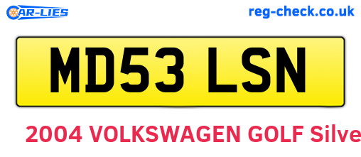 MD53LSN are the vehicle registration plates.