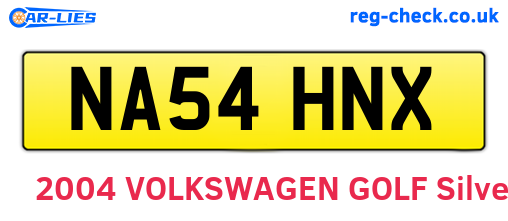 NA54HNX are the vehicle registration plates.