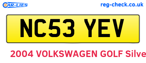 NC53YEV are the vehicle registration plates.