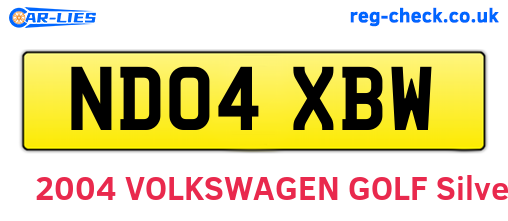 ND04XBW are the vehicle registration plates.