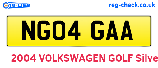 NG04GAA are the vehicle registration plates.