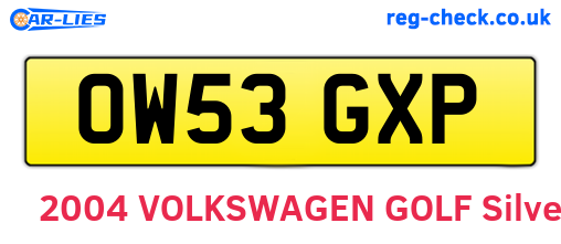 OW53GXP are the vehicle registration plates.