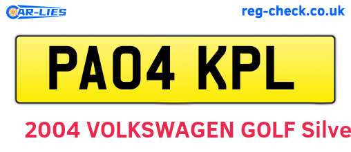 PA04KPL are the vehicle registration plates.