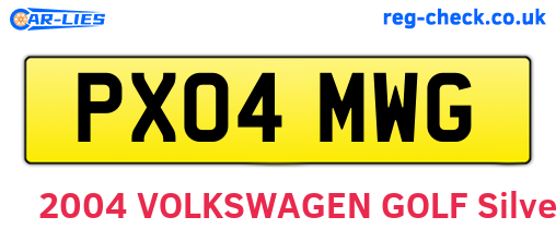 PX04MWG are the vehicle registration plates.