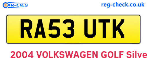 RA53UTK are the vehicle registration plates.
