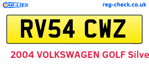 RV54CWZ are the vehicle registration plates.