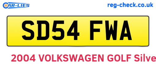 SD54FWA are the vehicle registration plates.