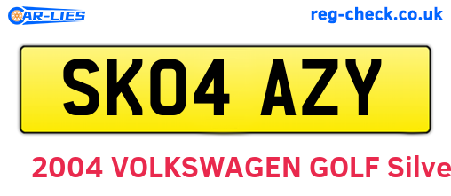 SK04AZY are the vehicle registration plates.