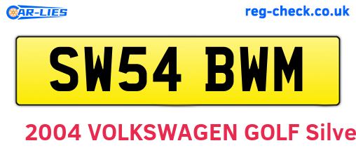 SW54BWM are the vehicle registration plates.