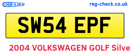 SW54EPF are the vehicle registration plates.