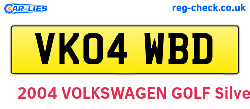 VK04WBD are the vehicle registration plates.