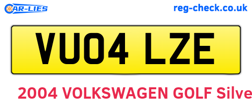 VU04LZE are the vehicle registration plates.