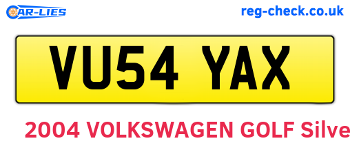 VU54YAX are the vehicle registration plates.