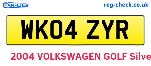 WK04ZYR are the vehicle registration plates.