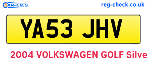 YA53JHV are the vehicle registration plates.