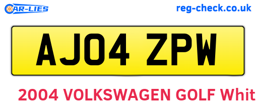 AJ04ZPW are the vehicle registration plates.