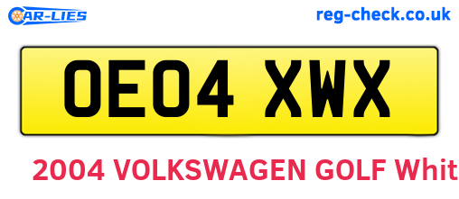 OE04XWX are the vehicle registration plates.