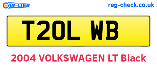 T20LWB are the vehicle registration plates.