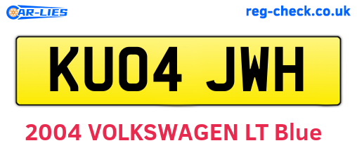 KU04JWH are the vehicle registration plates.