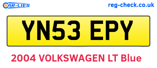 YN53EPY are the vehicle registration plates.
