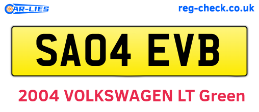 SA04EVB are the vehicle registration plates.