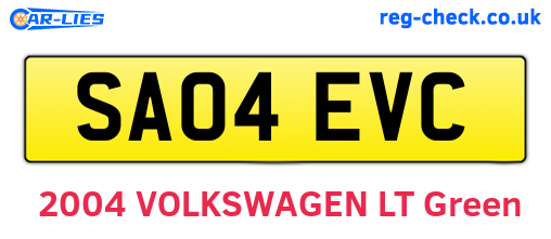 SA04EVC are the vehicle registration plates.
