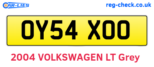 OY54XOO are the vehicle registration plates.