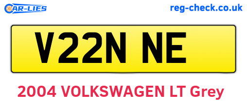 V22NNE are the vehicle registration plates.