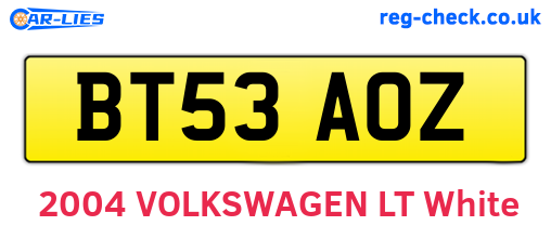 BT53AOZ are the vehicle registration plates.