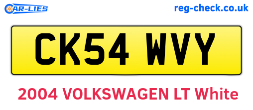 CK54WVY are the vehicle registration plates.