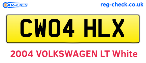 CW04HLX are the vehicle registration plates.