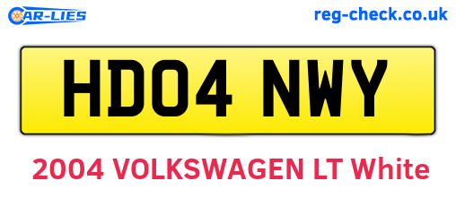 HD04NWY are the vehicle registration plates.