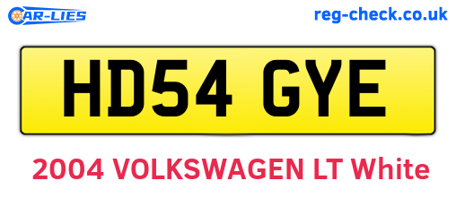 HD54GYE are the vehicle registration plates.