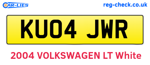 KU04JWR are the vehicle registration plates.