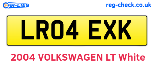 LR04EXK are the vehicle registration plates.