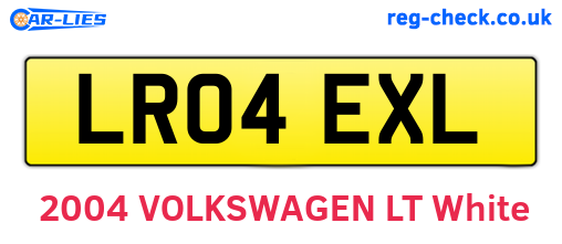 LR04EXL are the vehicle registration plates.