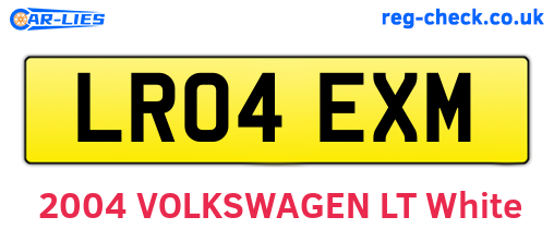 LR04EXM are the vehicle registration plates.