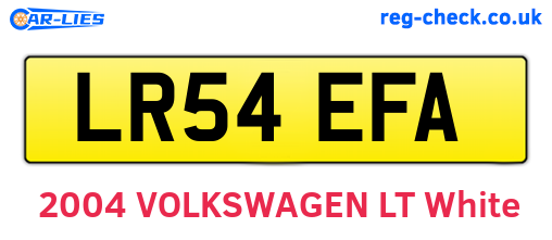 LR54EFA are the vehicle registration plates.