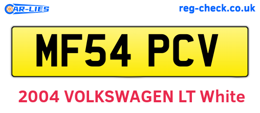 MF54PCV are the vehicle registration plates.