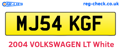 MJ54KGF are the vehicle registration plates.